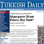 « Turkish Daily News »…titre en arménien sur sa première page…