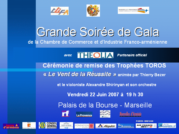 Marseille accueille la nuit des « Césars Franco-Arméniens » avec la remise des « Trophées Toros » par la CCIFA