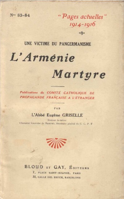 L&rsquo;armenie martyre par l&rsquo;Abbé Eugène Griselle