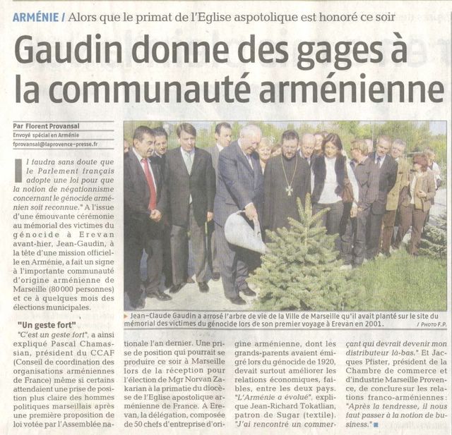 Gaudin donne des gages à la communauté arménienne