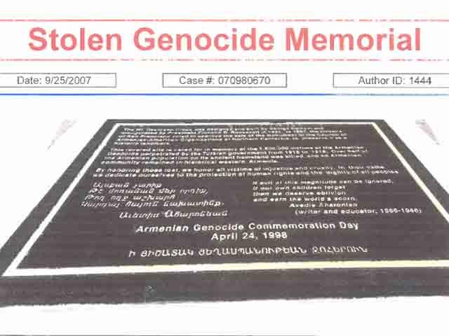 La plaque du mémorial arménien de San Francisco dérobée
