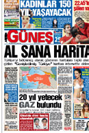 La scandaleuse carte expansionniste publiée par le quotidien turc Günes