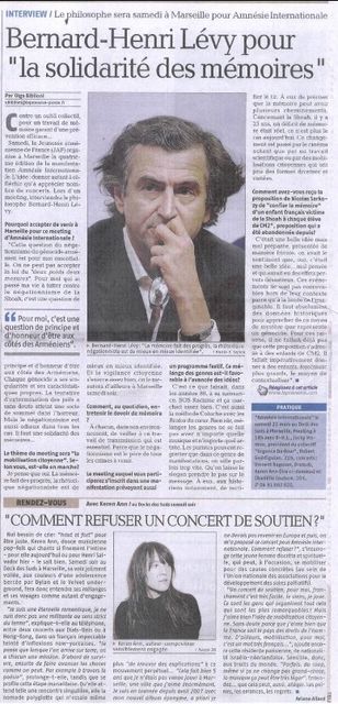 Bernard-Henri Lévy pour la solidarité des mémoires