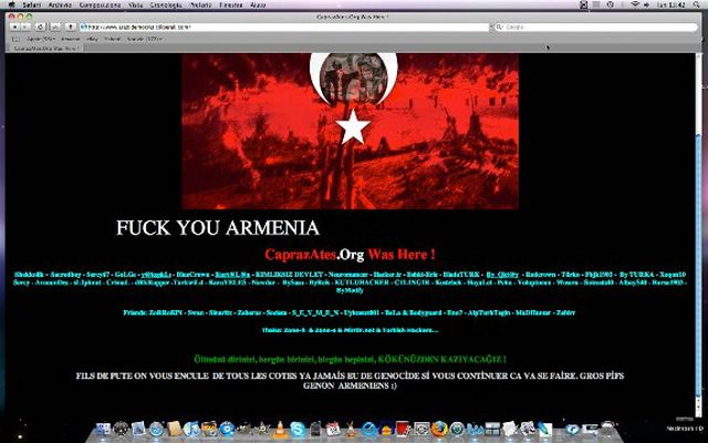 Des hackers anti-arméniens ont mis hors de service le site www.arabidemocraticiliberali.com