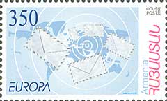 Un timbre-poste sur la lettre dans la série Europa