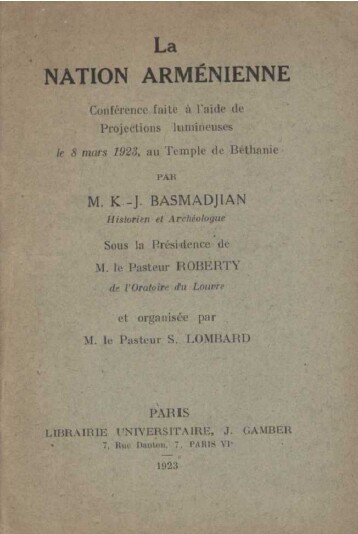 La nation Arménienne – Basmadjian – 1923