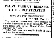 Talat Pasha&rsquo;s bones to Istanbul
