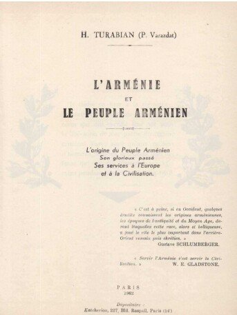 L&rsquo;Arménie et le peuple arménien – Turabian – 1962