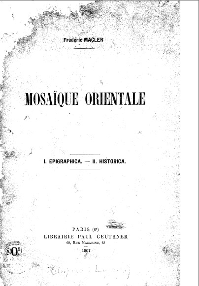 Mosaique orientale, Macler 1907