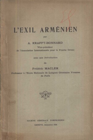 L&rsquo;exil arménien – Krafft bonnard – 1926