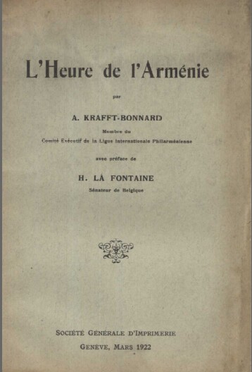 L&rsquo;heure de l&rsquo;Arménie – Krafft Bonnard – 1922