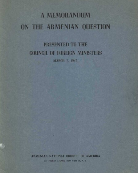 A memorandum on the armenian question – 1947 – ANCA