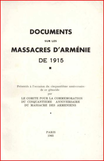 Documents sur les massacres d&rsquo;Arménie 1965