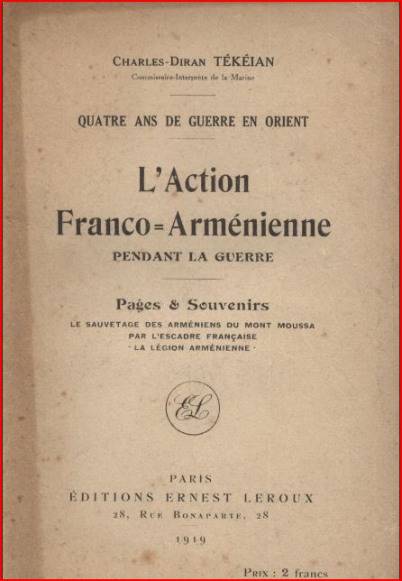 L&rsquo;action Franco-Arménienne – Charles Diran Tekeian – 1919