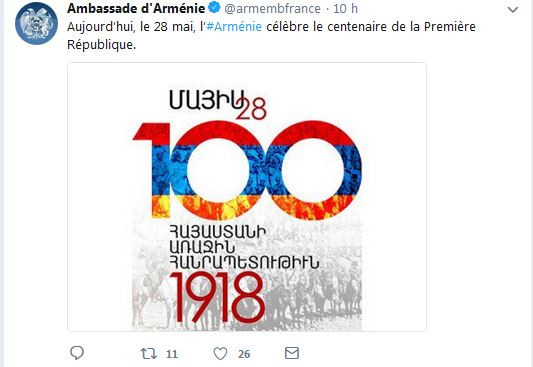 Aujourd&rsquo;hui, le 28 mai, l&rsquo;Arménie célèbre le centenaire de la Première République.