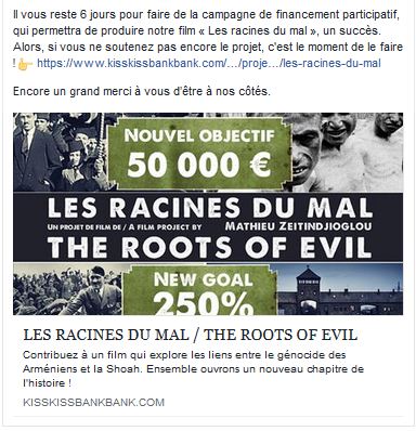 Il vous reste 6 jours pour faire de la campagne de financement participatif, qui permettra de produire notre film « Les racines du mal », un succès.