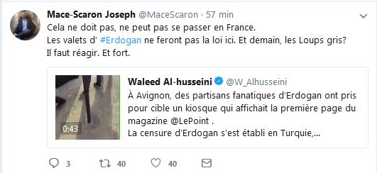Joseph Mace-Scaron : Les valets d&rsquo;Erdogan ne feront pas la loi ici.