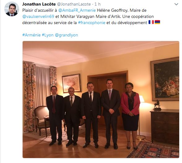 Plaisir d&rsquo;accueillir Hélène Geoffroy, Maire de Vaulx-en-velin et Mkhitar Varagyan Maire d&rsquo;Artik