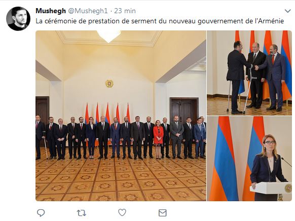 La cérémonie de prestation de serment du nouveau gouvernement de l&rsquo;Arménie