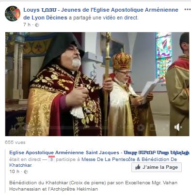 Bénédiction du Khatchkar (Croix de pierre) par son Excellence Mgr. Vahan Hovhanessian et l&rsquo;Archiprêtre Hekimian