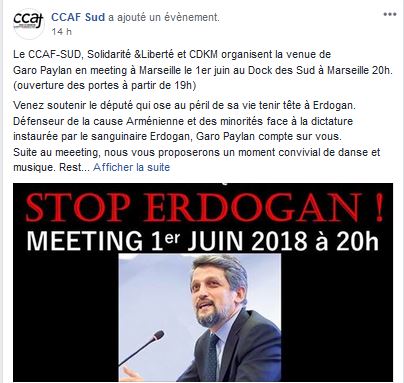 Le CCAF-SUD, Solidarité &Liberté et CDKM organisent la venue de Garo Paylan