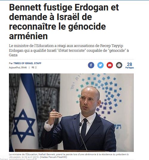 Bennett fustige Erdogan et demande à Israël de reconnaître le génocide arménien
