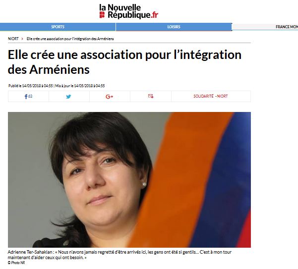 Elle crée une association pour l&rsquo;intégration des Arméniens