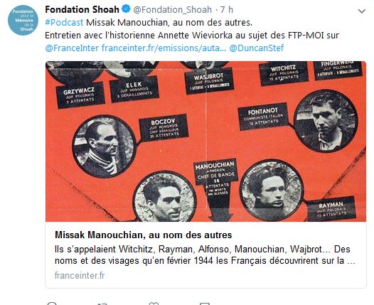 Entretien avec l&rsquo;historienne Annette Wieviorka au sujet des FTP-MOI