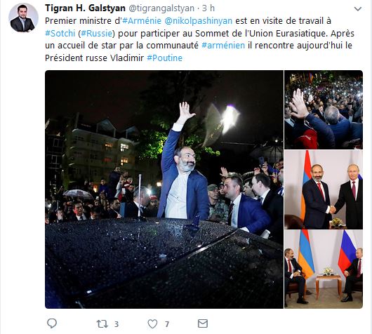 Le Premier ministre d&rsquo;Arménie Nikol Pashinyan est en visite de travail à Sotchi