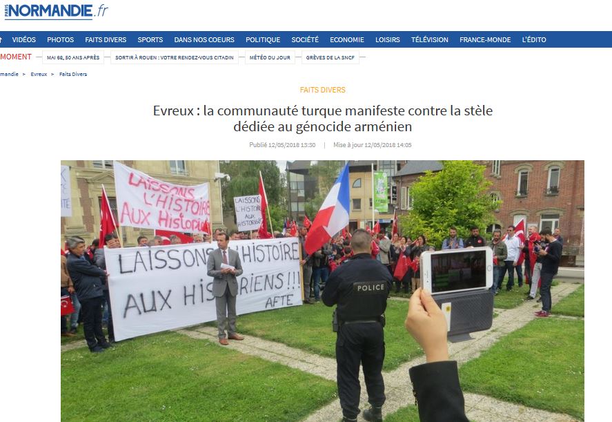 Evreux : la communauté turque manifeste contre la stèle dédiée au génocide arménien