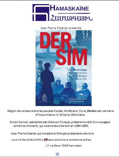 Présentation du livre Dersim lundi 14 mai – Hamaskaïne