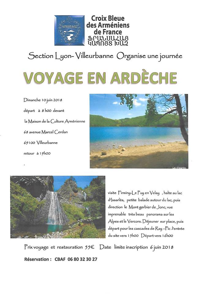La Croix Bleue des Arméniens de France organise un voyage en Ardèche