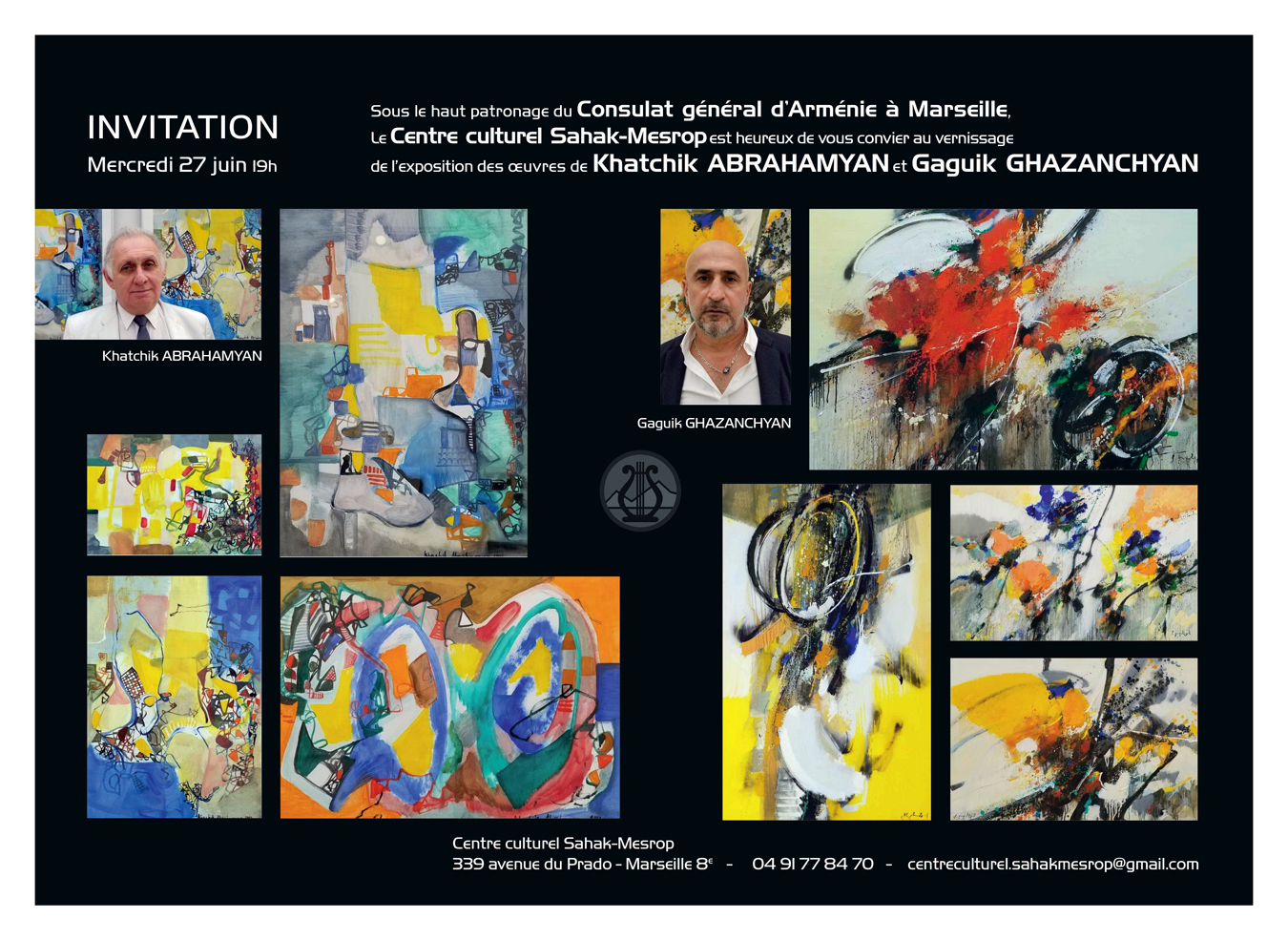 Vernissage de l&rsquo;exposition des uvres des peintres Khatchik Abrahamyan et Gaguik Ghazanchyan le 27 juin