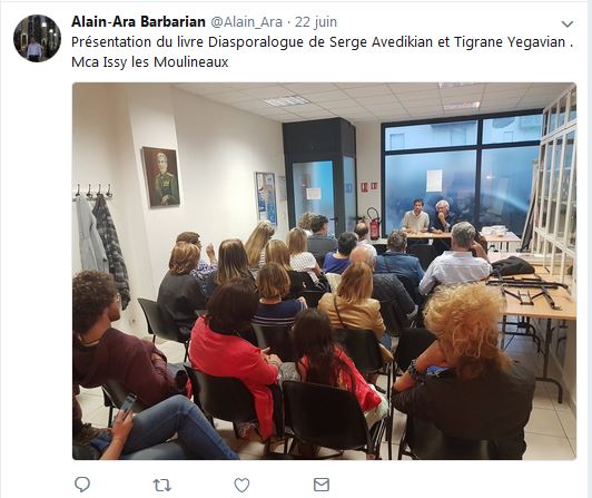 Présentation du livre Diasporalogue de Serge Avedikian et Tigrane Yegavian . Mca Issy les Moulineaux