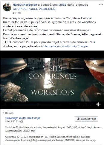 Hamazkayin organise la première édition de Youthlinks Europe