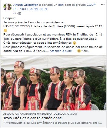 Je vous présente l&rsquo;association arménienne HAYER DE POITOU de la ville de Poitiers (86000)