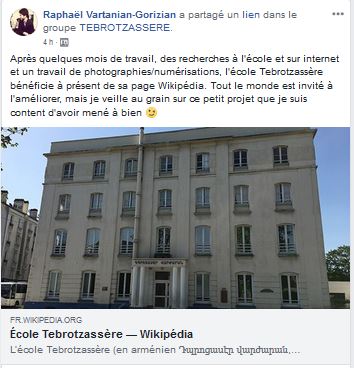 L&rsquo;école Tebrotzassère bénéficie à présent de sa page Wikipédia