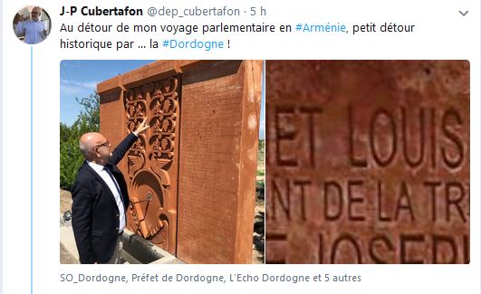 J-P Cubertafon : Au détour de mon voyage parlementaire en Arménie, petit détour historique par … la Dordogne !