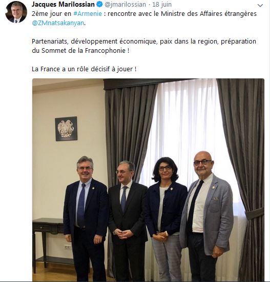 Jacques Marilossian : 2ème jour en Arménie : rencontre avec le Ministre des Affaires étrangères
