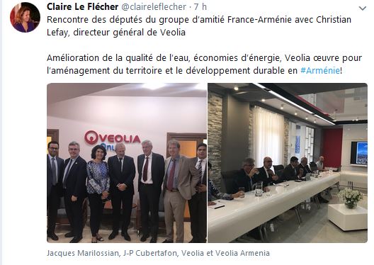 Rencontre des députés du groupe d&rsquo;amitié France-Arménie avec Christian Lefay, directeur général de Veolia