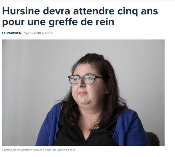 Hursine devra attendre cinq ans pour une greffe de rein