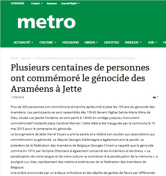 Plusieurs centaines de personnes ont commémoré le génocide des Araméens à Jette