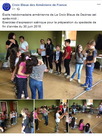 École hebdomadaire arménienne de La Croix Bleue de Decines : Exercices d&rsquo;expression scénique