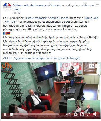 Le Directeur de l&rsquo;Ecole française Anatole France présente à Radio Van – FM 103.1 les avantages et les spécificités de cet établissement