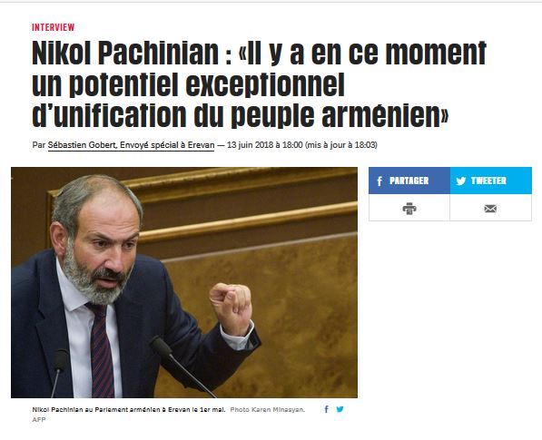 Nikol Pachinian : «Il y a en ce moment un potentiel exceptionnel d&rsquo;unification du peuple arménien»