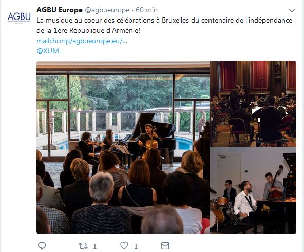La musique au coeur des célébrations à Bruxelles du centenaire de l&rsquo;indépendance de la 1ère République d&rsquo;Arménie!