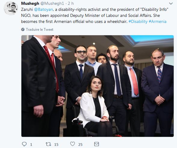 Zaruhi Batoyan nommée vice-ministre du travail et des affaires sociales