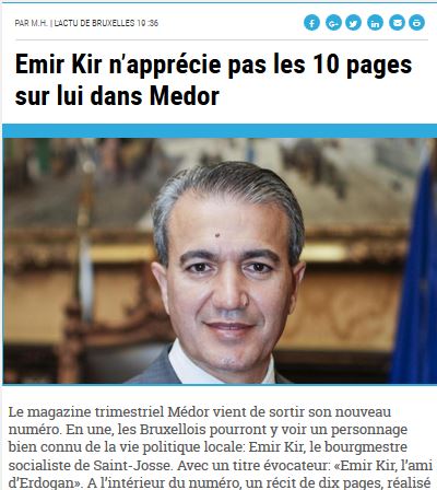 Emir Kir n&rsquo;apprécie pas les 10 pages sur lui dans Medor