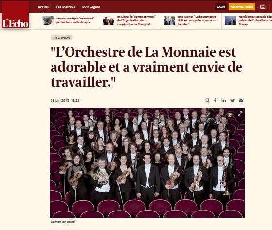 L&rsquo;Orchestre de La Monnaie est adorable et a vraiment envie de travailler