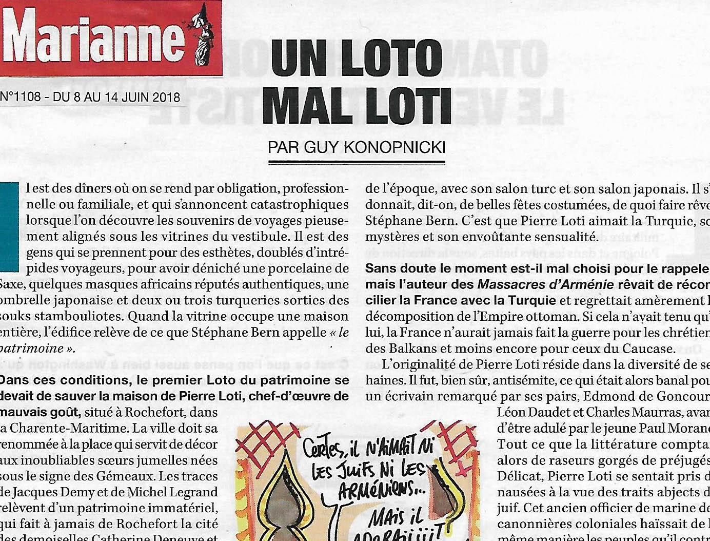 Marianne : La maison de Pierre Loti « le premier négationniste du XXe siècle » va être sauvée par le premier Loto du Patrimoine